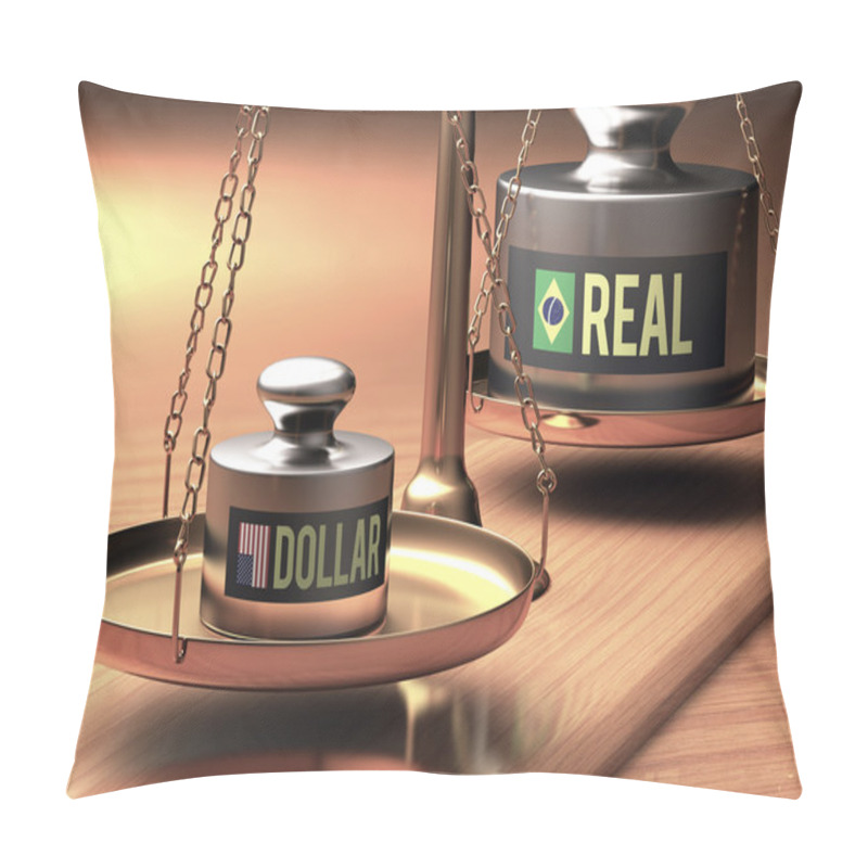 Personality  Scales Of Justice Weighing Two Currencies Pillow Covers