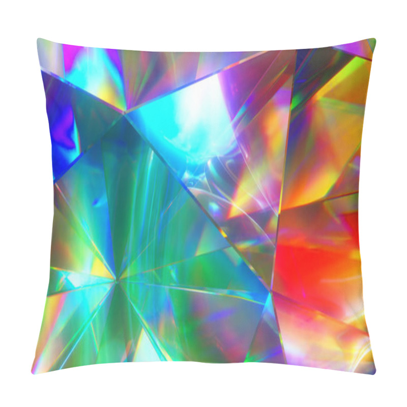 Personality  The Light Passes Through The Facets Of A Slowly Rotating Diamond And Creates Repetitive Sparkling Highlights And Bright Rainbow Colors. Rainbow Dispersion Of Light. 3d Illustration Pillow Covers