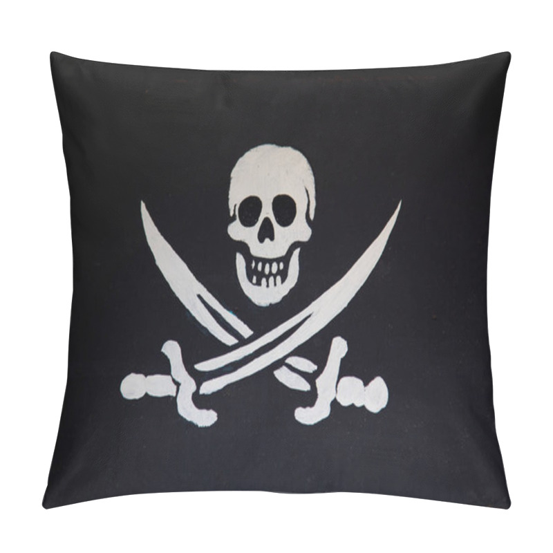 Personality  White Skull On Black Background Pillow Covers