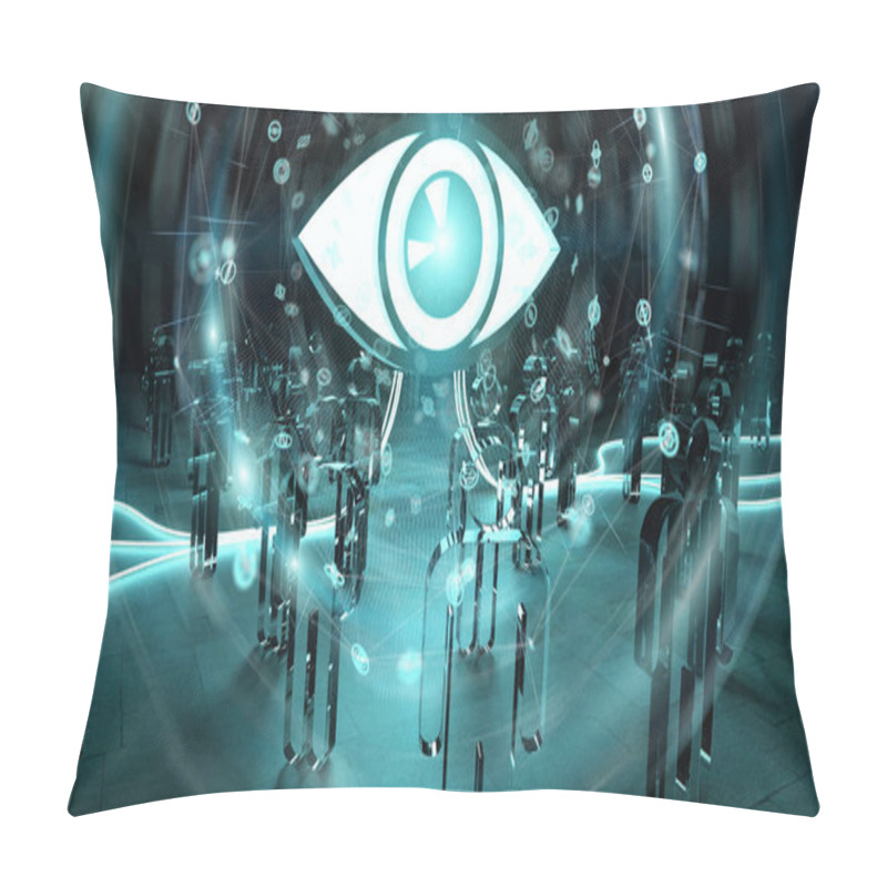 Personality  Big Eye Watching A Group Of People 3D Rendering Pillow Covers