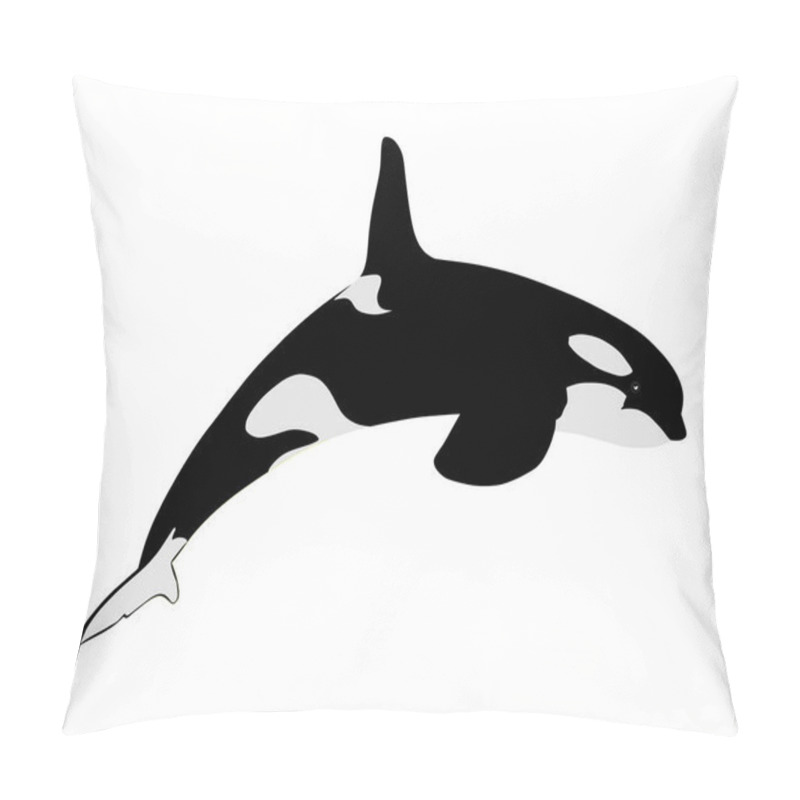 Personality  Killer Whale Jumping Out Of Water Vector Illustration Isolated On White Background. (Orcinus Orca). Underwater Life. Orca In Swimming Pool.  Pillow Covers