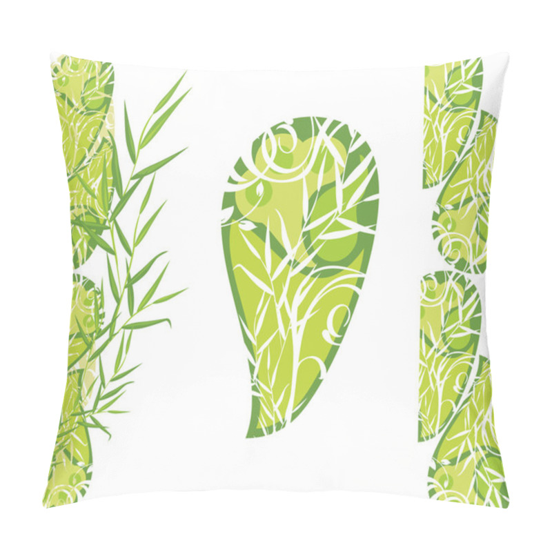 Personality  Set Of Green Decorative Floral Elements Pillow Covers