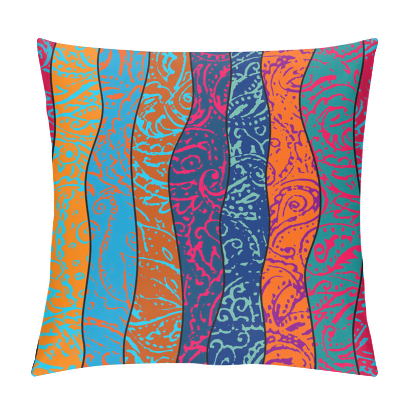 Personality  Grunge Paisley Pattern In Collage Patchwork Style. Pillow Covers