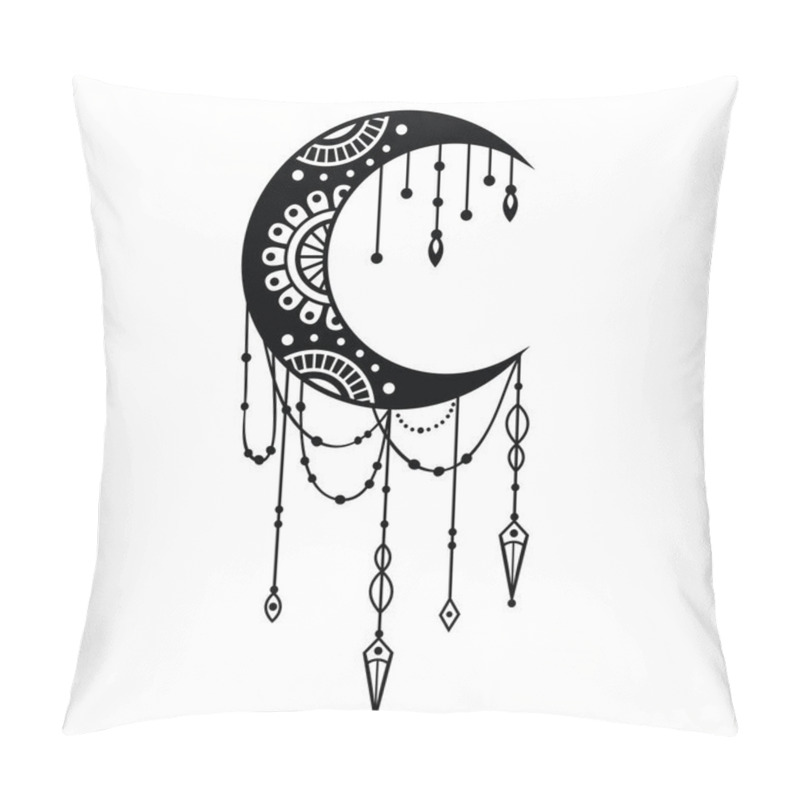 Personality  Crescent Moon Mandala Style, Moon Decoration Element Pillow Covers