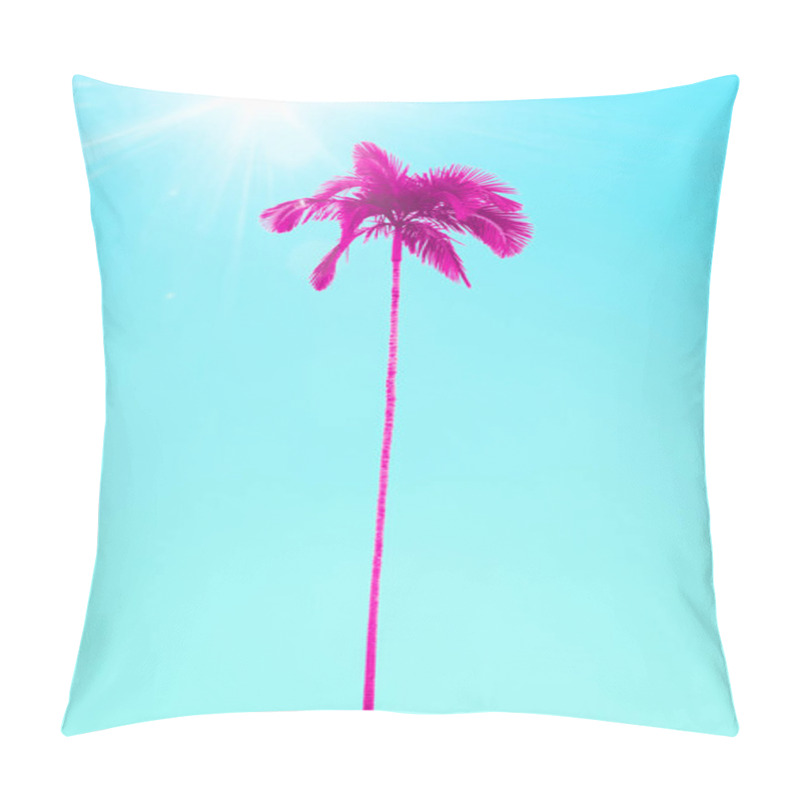 Personality  Pink Palm Tree And On Turquoise Sunny Sky Pillow Covers