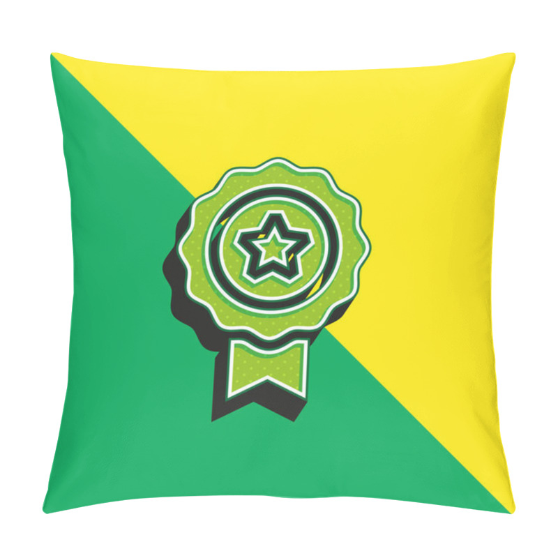 Personality  Award Green And Yellow Modern 3d Vector Icon Logo Pillow Covers