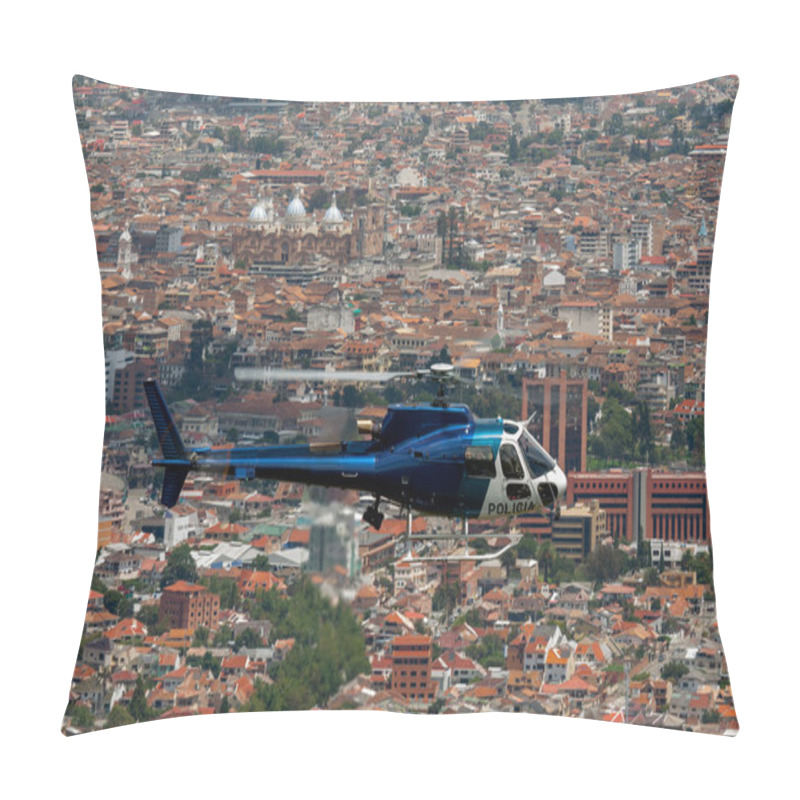 Personality  Police Helicopter Over Cuenca, Ecuador Pillow Covers