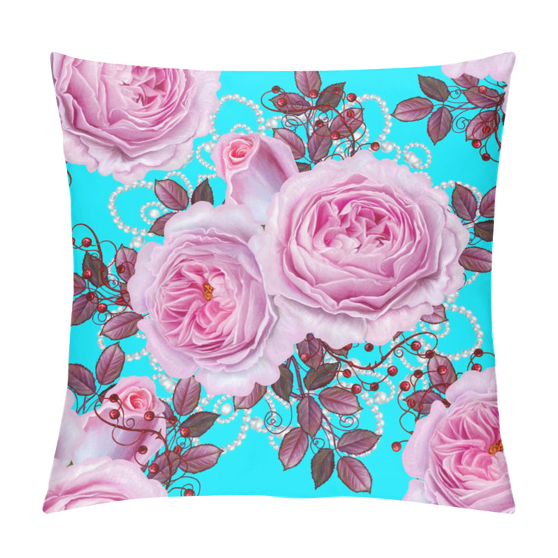 Personality  Floral Seamless Pattern. Branch Of Beautiful Delicate Pink Roses Pillow Covers