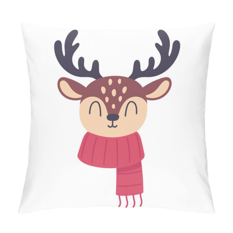 Personality  Deer In A Scarf On A White Background Pillow Covers