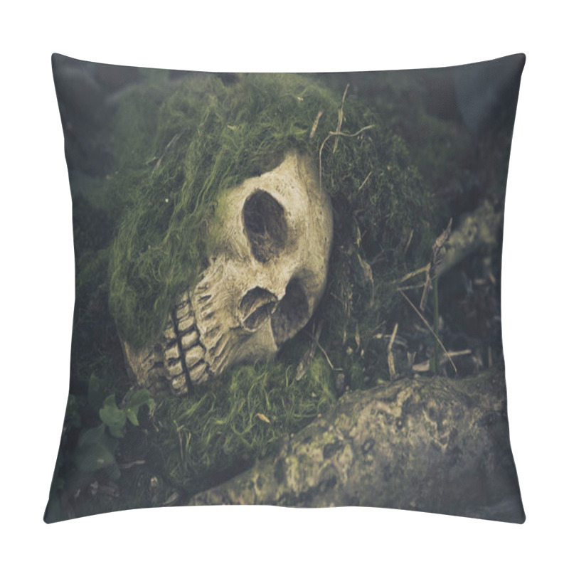 Personality  Still Life With Human Skull  On The Roots  Pillow Covers