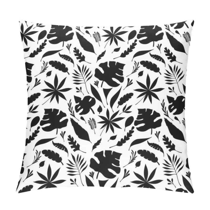 Personality  Flat Seamless Pattern From Hand  Draw Silhouette Of  Tropic Leaves Black On White For Creative Design Package Of  Cosmetic Or  Perfume Or For Design Of  Botanical Theme Pillow Covers