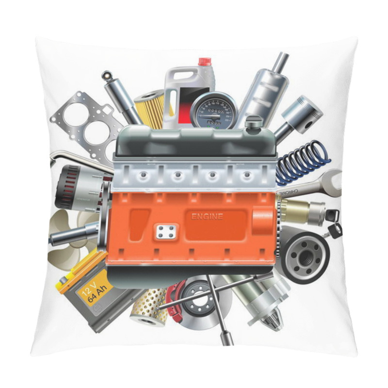 Personality  Vector Engine With Car Spares Pillow Covers