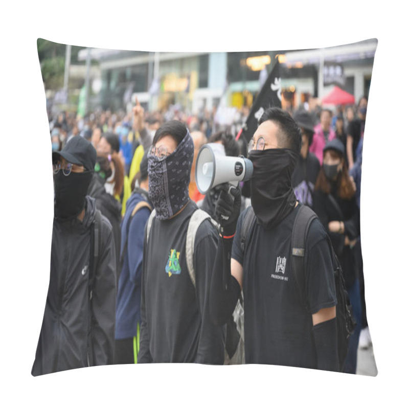 Personality  Hong Kong - Jan 1, 2020: A Million Attend Demo, Demand For Universal Suffrage, 2020 Direct Democratic Elections For Legislative Council Without Functional Constituency. Pillow Covers