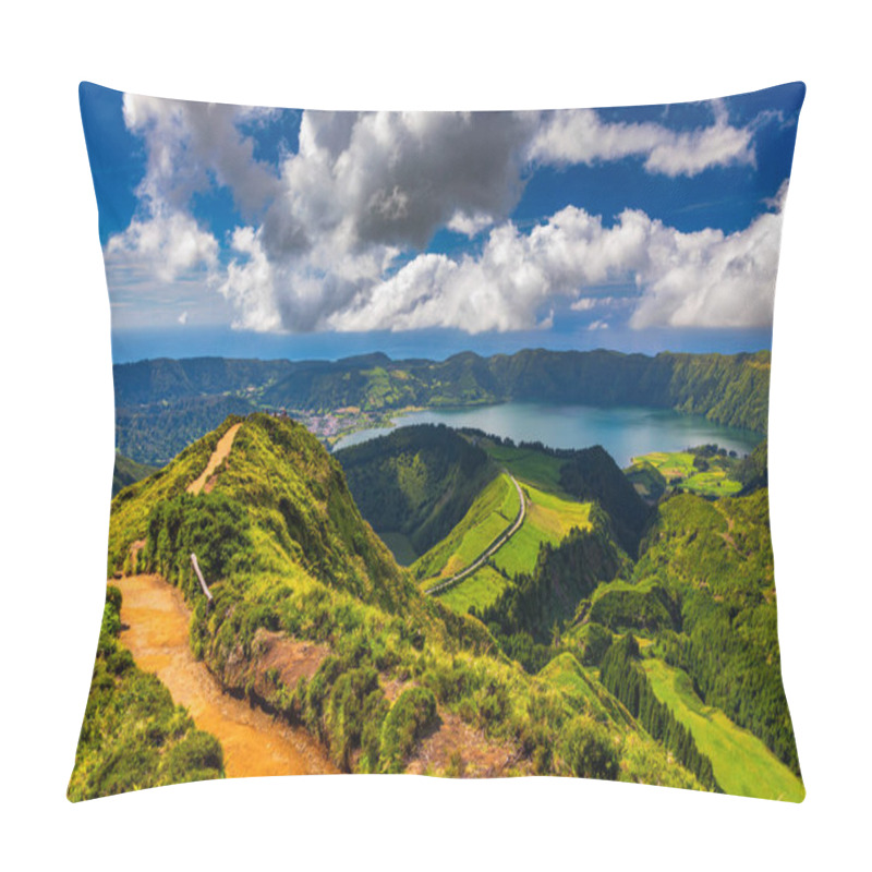 Personality  View Of Sete Cidades Near Miradouro Da Grota Do Inferno Viewpoint, Sao Miguel Island, Azores, Portugal. Grota Do Inferno Viewpoint At Sete Cidades On Sao Miguel Island, Azores, Portugal. Pillow Covers