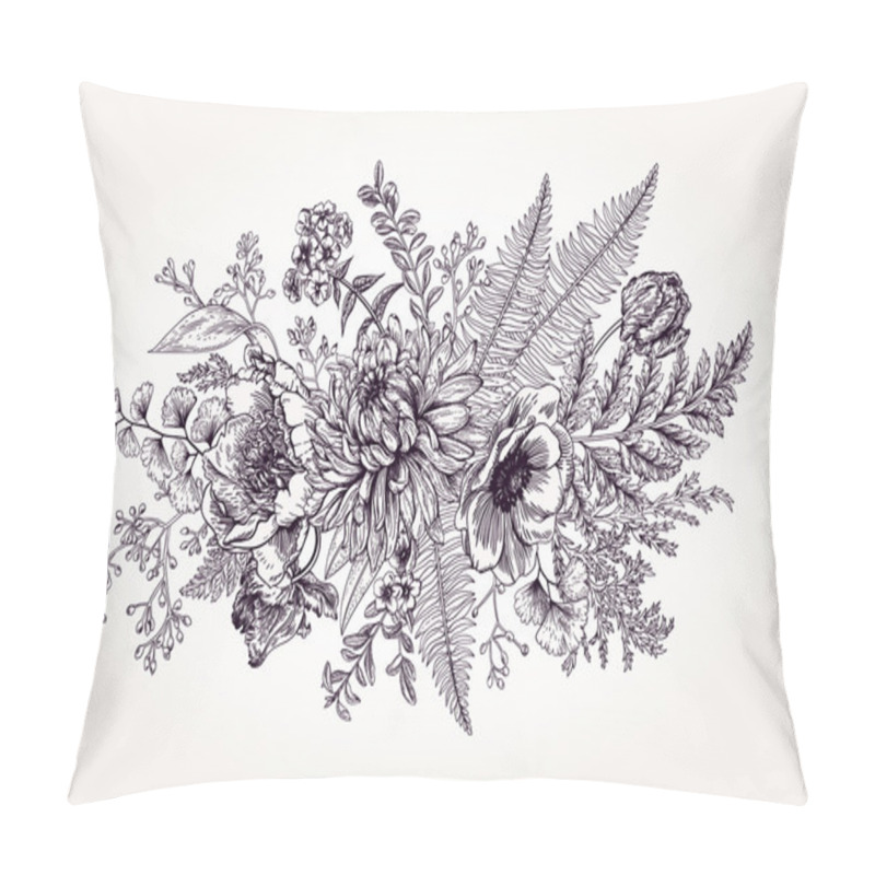 Personality  Bouquet With A Garden With Flowers Pillow Covers