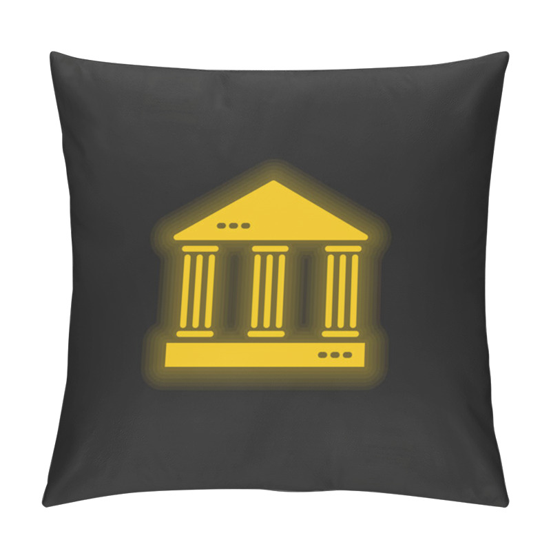 Personality  Bank Yellow Glowing Neon Icon Pillow Covers