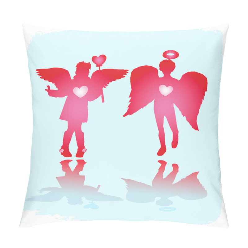 Personality  Card With Angels Couple Pillow Covers