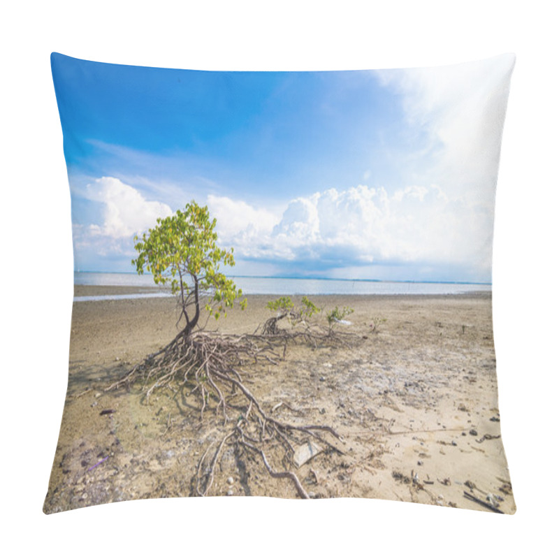 Personality  Mangrove Trees And Roots On The Beach Of The Sea Pillow Covers