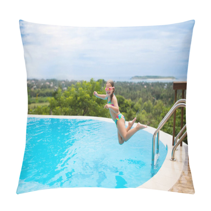 Personality  Child With Goggles In Swimming Pool. Kids Swim. Pillow Covers