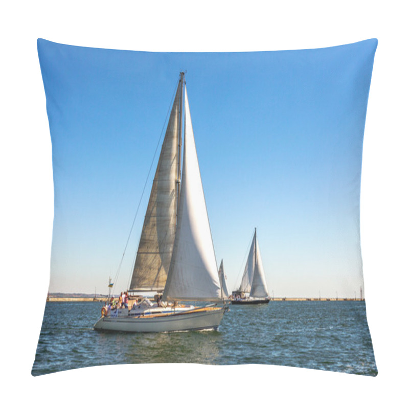 Personality  Odessa, Ukraine - May 28, 2011: Sailing Yacht Out In The Coastal Pillow Covers