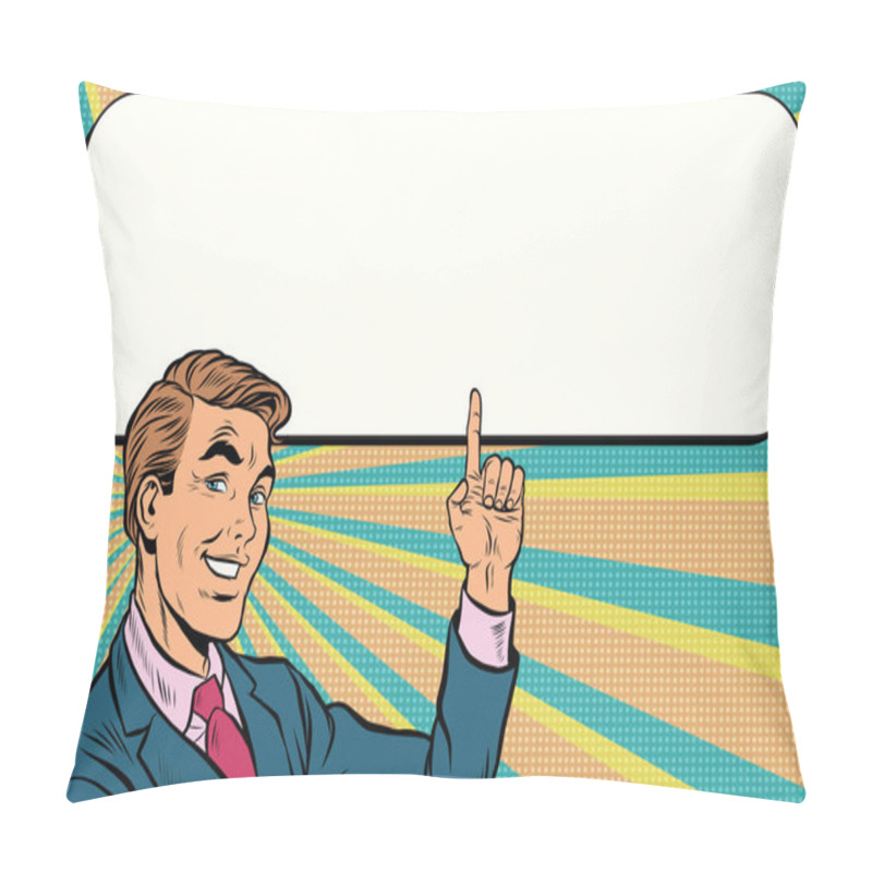 Personality  Businessman Points Up To Copy Space Background Pillow Covers