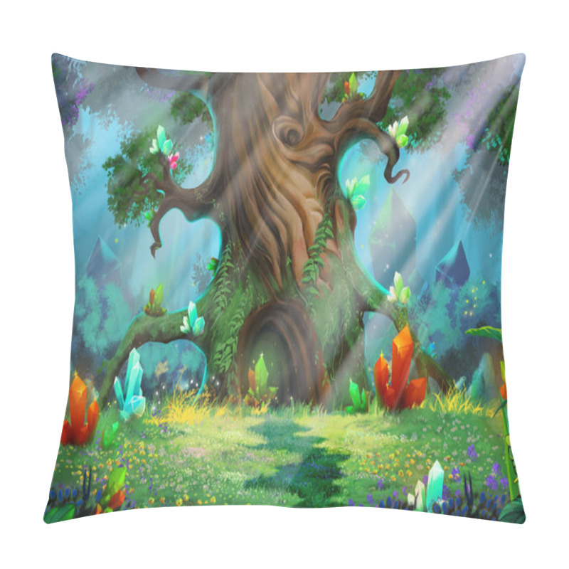 Personality  Forest Treasure. Video Game's Digital CG Artwork, Concept Illustration, Realistic Cartoon Style Background Pillow Covers