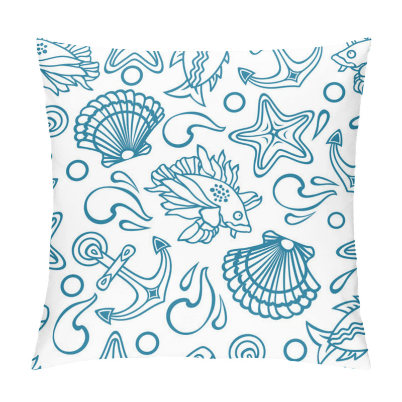 Personality  Marine Pattern. Seamless. Sea Background. Nautical Pattern. Sea Shell. Sea Life. Marine Icon. Marine Background. Nautical Background. Nautical Icon. Sea Icon. Sea Pattern.  Pillow Covers