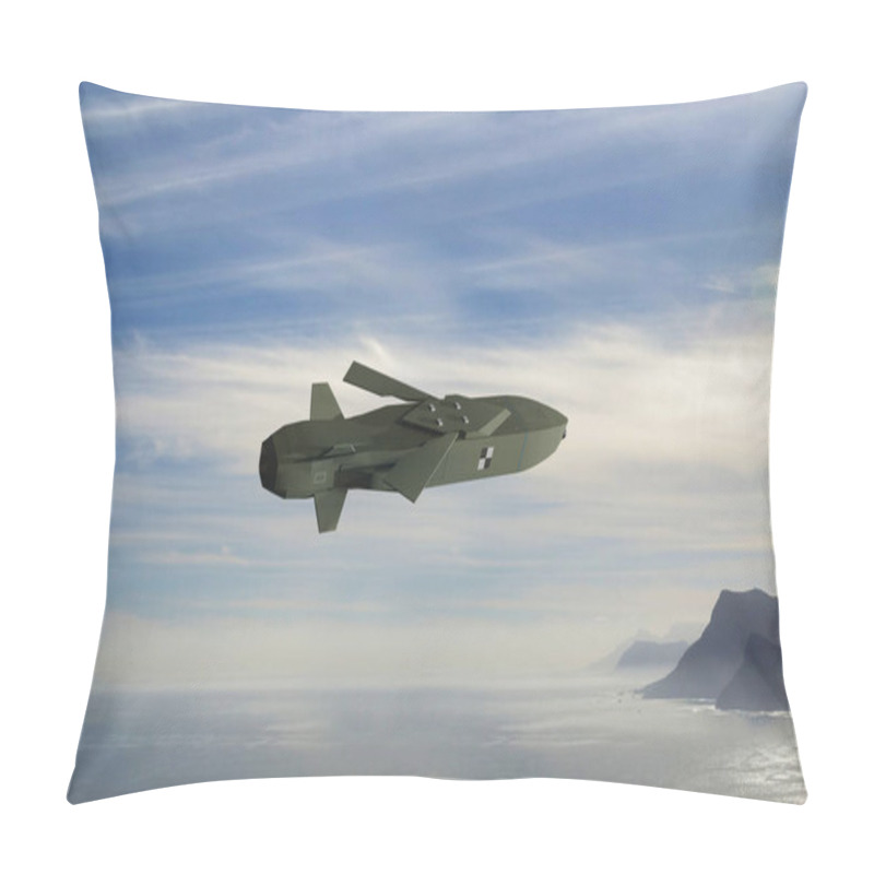 Personality  Taurus Cruise Missile On The Sky. Plain Low Poly Model, Symbol Image. Ground-to-air Missile, Military Equipment, Autonomous Flight, Low Altitude Flight. 3D Concept Pillow Covers