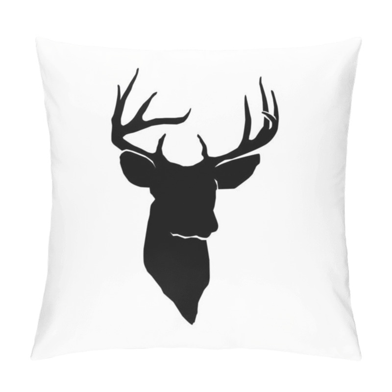 Personality  Black Big Horned Male Deer (alpha Male) Silhouette Photo Pillow Covers