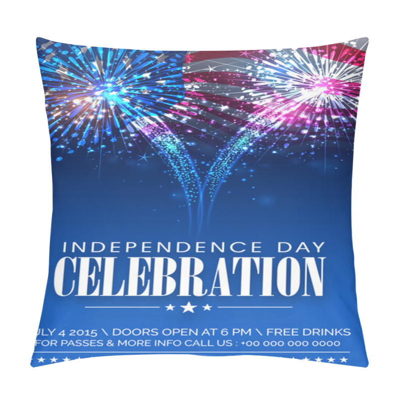 Personality  American Independence Day Celebration Invitation Card With Firew Pillow Covers