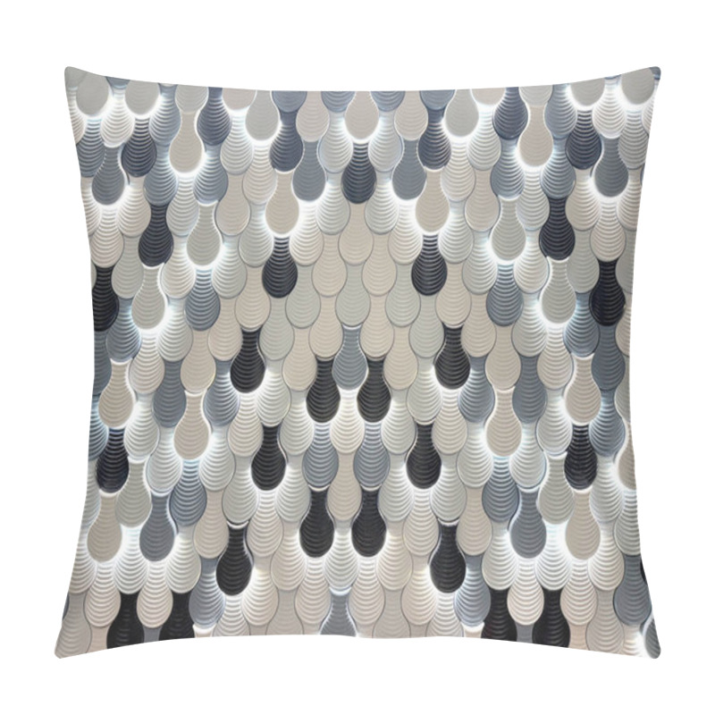 Personality  Layered Japanese Fish Scales Or Chinese Fish Skin Wave Pattern In Blue, Light Blue, And White Paint. Asian Curved Fish Scales Pattern, With Some Hidden Lights Behind. Seamless Background. Pillow Covers