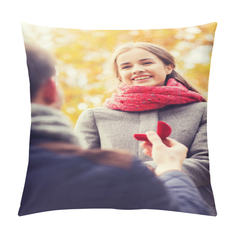 Personality  Close Up Of Couple With Engagement Ring In Box Pillow Covers