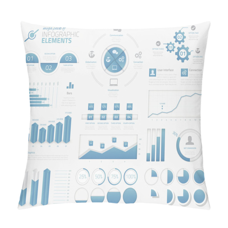 Personality  Mega Pack Of Infographic Graphs, Charts, Pies, Options, Elements Vector Pillow Covers