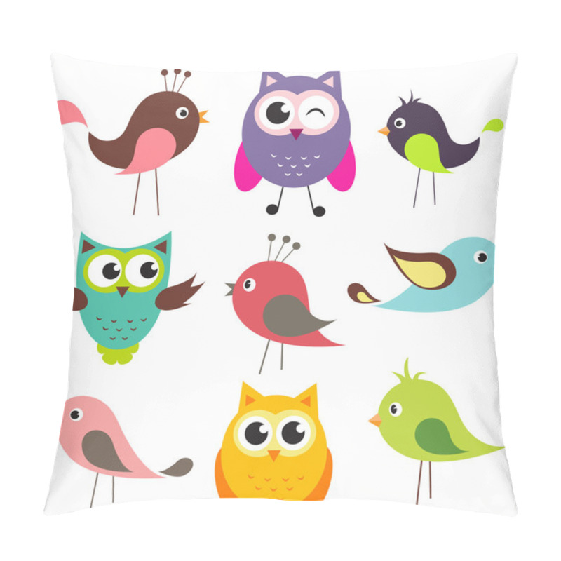 Personality  Vector Set Of Cute Birds Pillow Covers