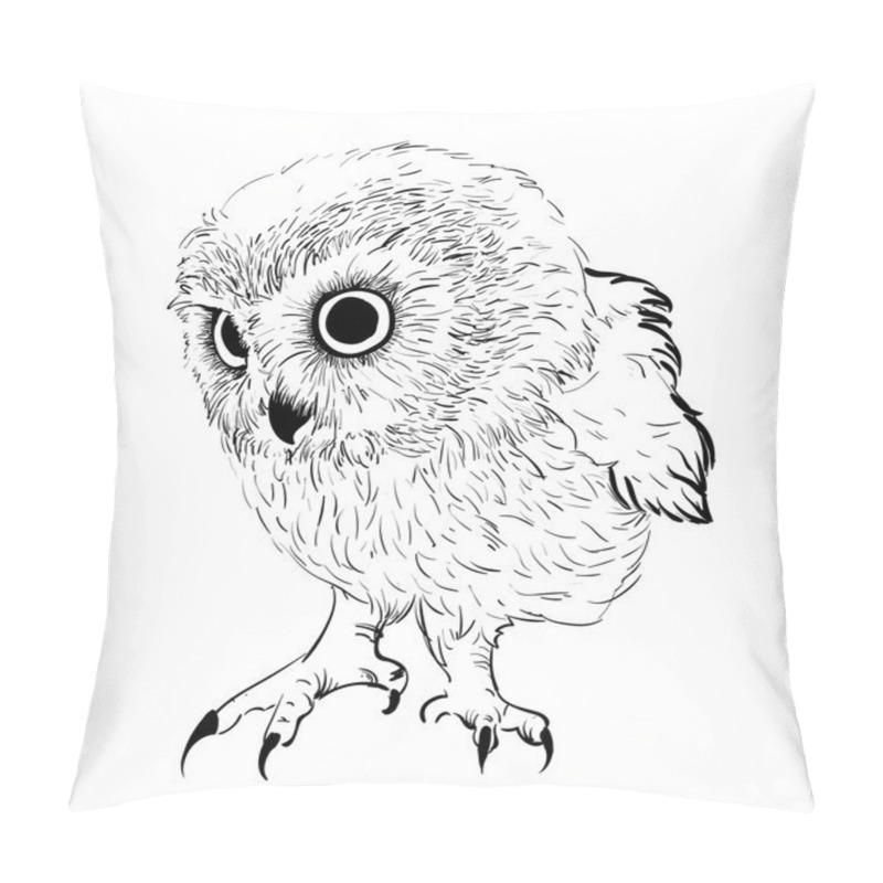 Personality  Owl Hand Drawn, Black And White Pillow Covers