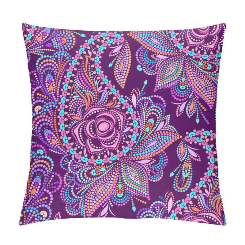 Personality  Seamless Dotted Pattern With Paisley And Roses. Traditional Ethnic Ornament. Vector Print. Use For Wallpaper, Pattern Fills,textile Design. Pillow Covers