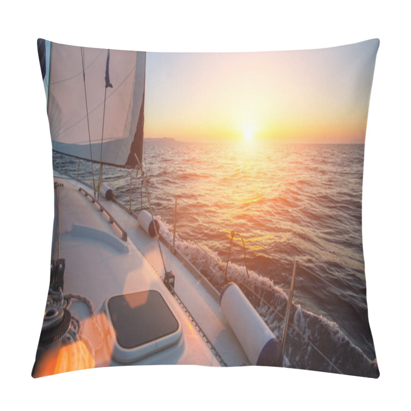 Personality  Sailing Yacht In The Open Sea Pillow Covers