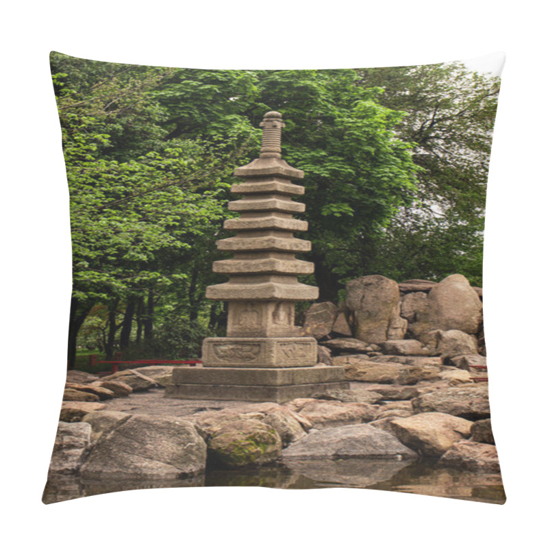 Personality  A Serene Japanese-style Garden Featuring Traditional Elements Like Bonsai Trees, Stone Pathways, And Ornamental Plants, Creating A Peaceful And Harmonious Atmosphere. Pillow Covers