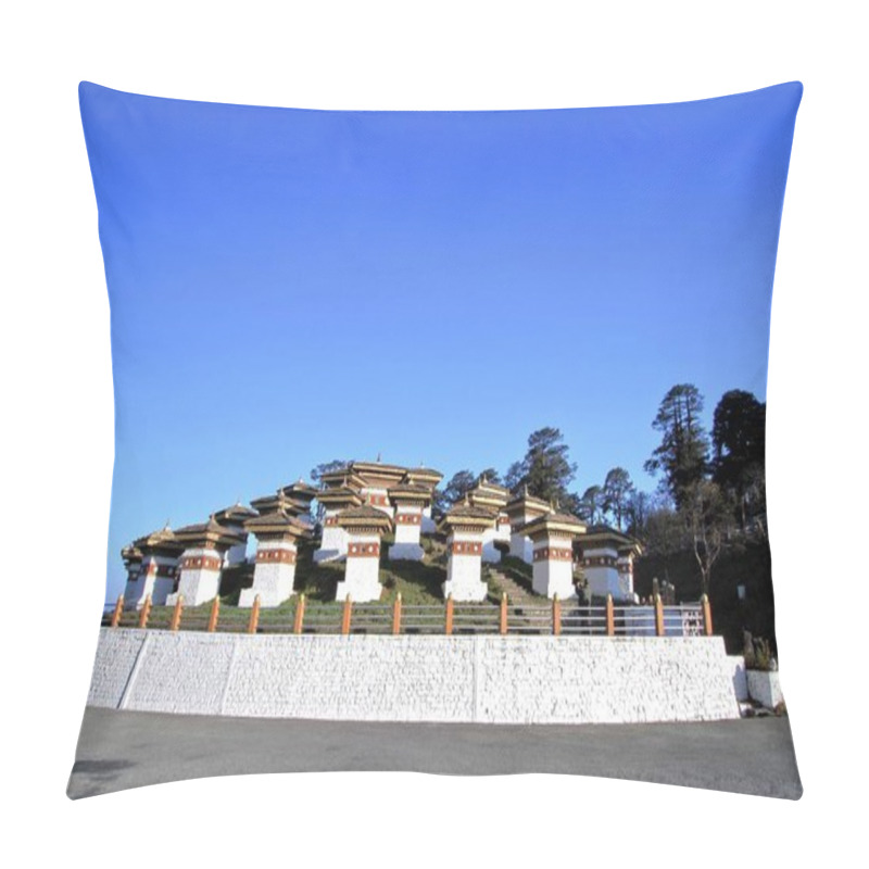 Personality  The 108 Chortens (stupas) Is The Memorial In Honour Of The Bhuta Pillow Covers