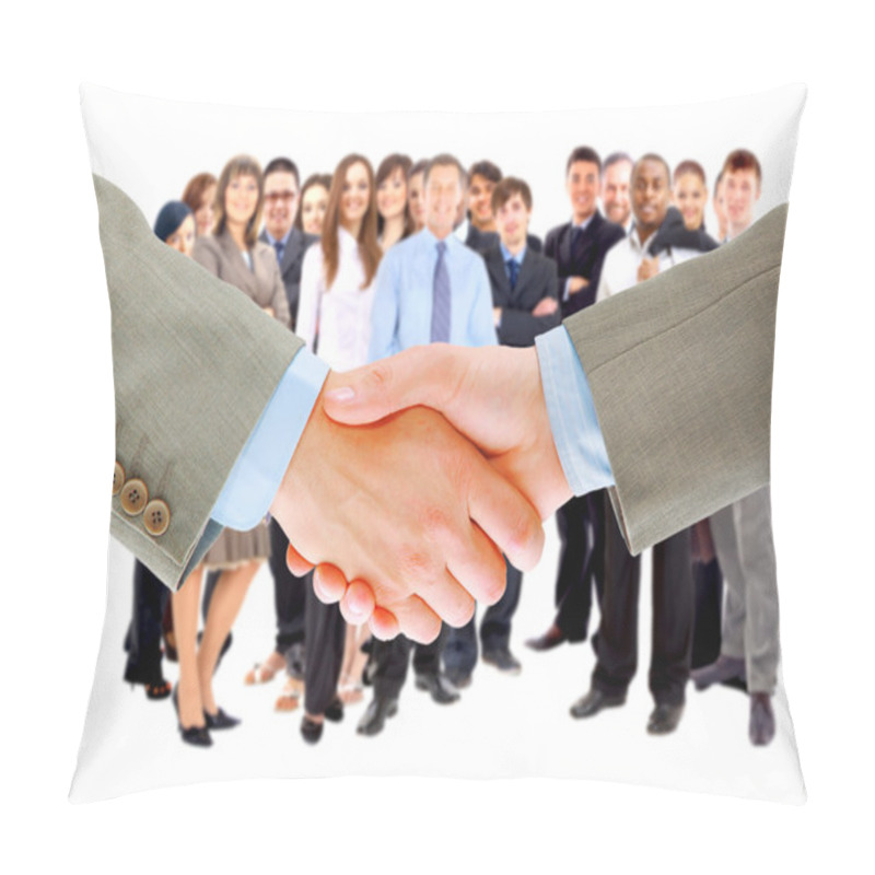 Personality  Handshake Isolated On Business Background Pillow Covers