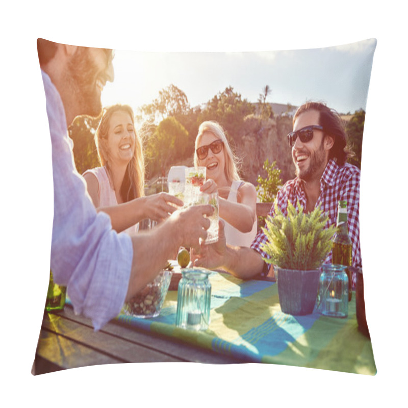 Personality  Friends Toasting To Celebration With Drinks Pillow Covers