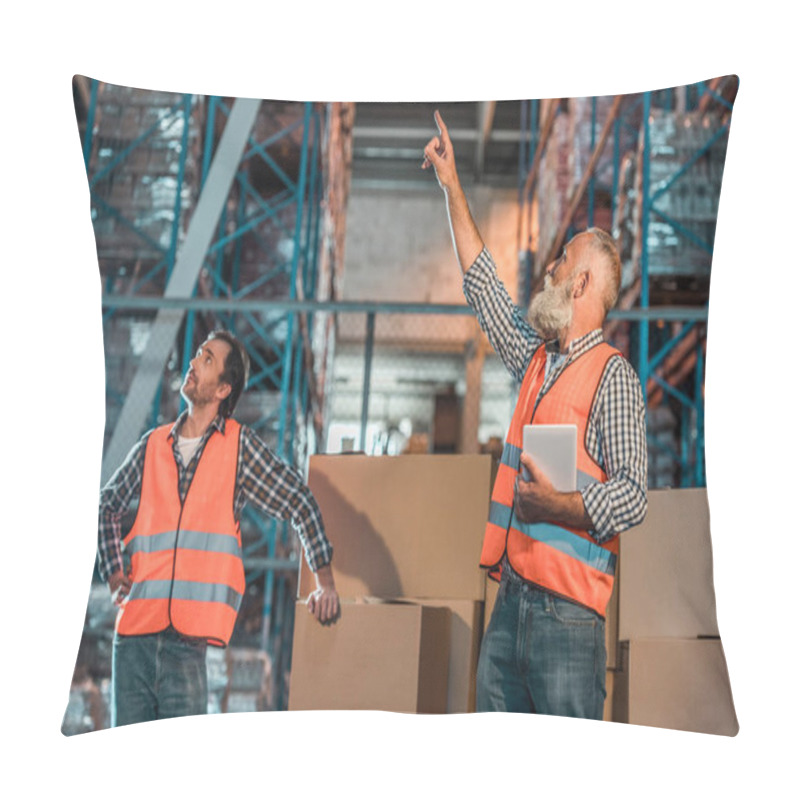 Personality  Warehouse Workers With Digital Tablet Pillow Covers