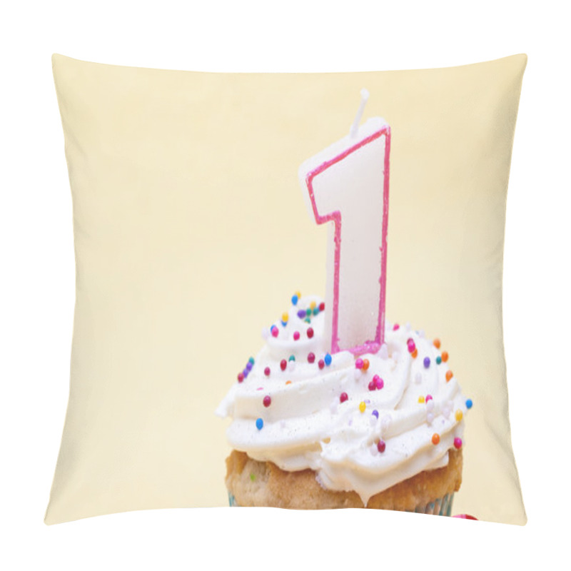 Personality  Cupcake With Birthday Candle Of One Year Old Pillow Covers