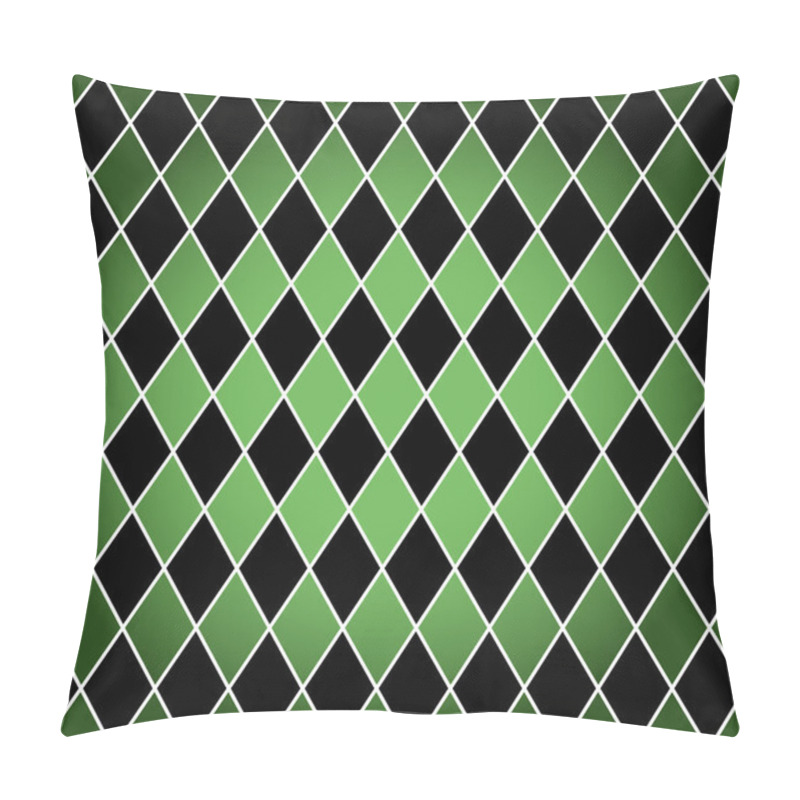 Personality  Seamless Harlequin Pattern-green And Black Pillow Covers