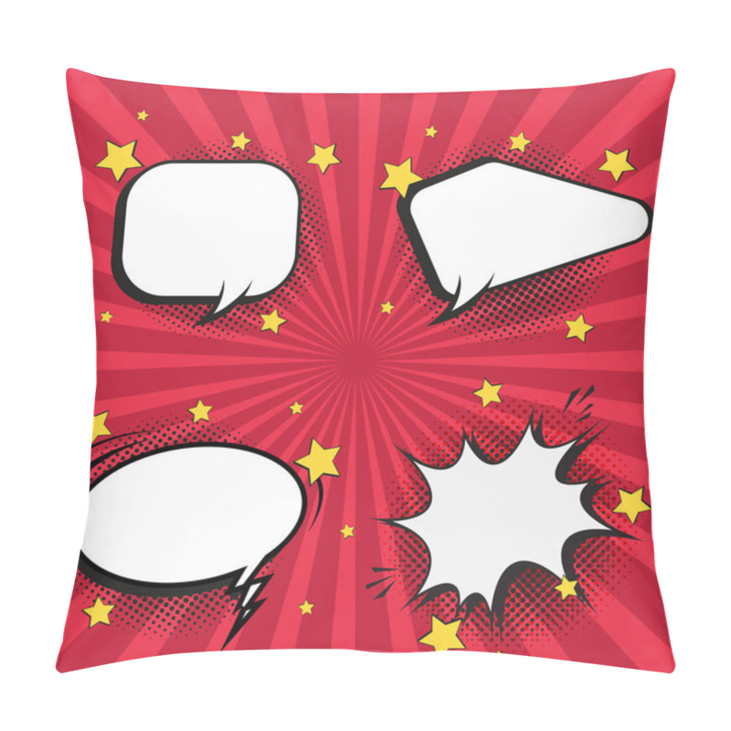 Personality  Group Of Four Olorful Retro Comic Speech Bubble On Halftone Red Background Design. Four Spacing Bubble Discount Concept Banner Templates Pillow Covers