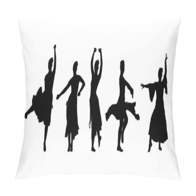 Personality  Attractive Spanish Girl Flamenco Dancer Vector Silhouette. Hispanic Woman With Castanets In Hot Dance. Traditional Folklore In Spain. Sensual Salsa Lady In Erotic Movement. Mexico Culture Performer. Pillow Covers