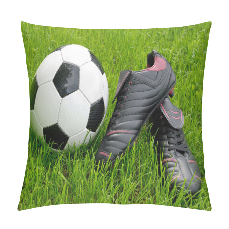 Personality  Soccer Ball And Shoes On Grass Pillow Covers