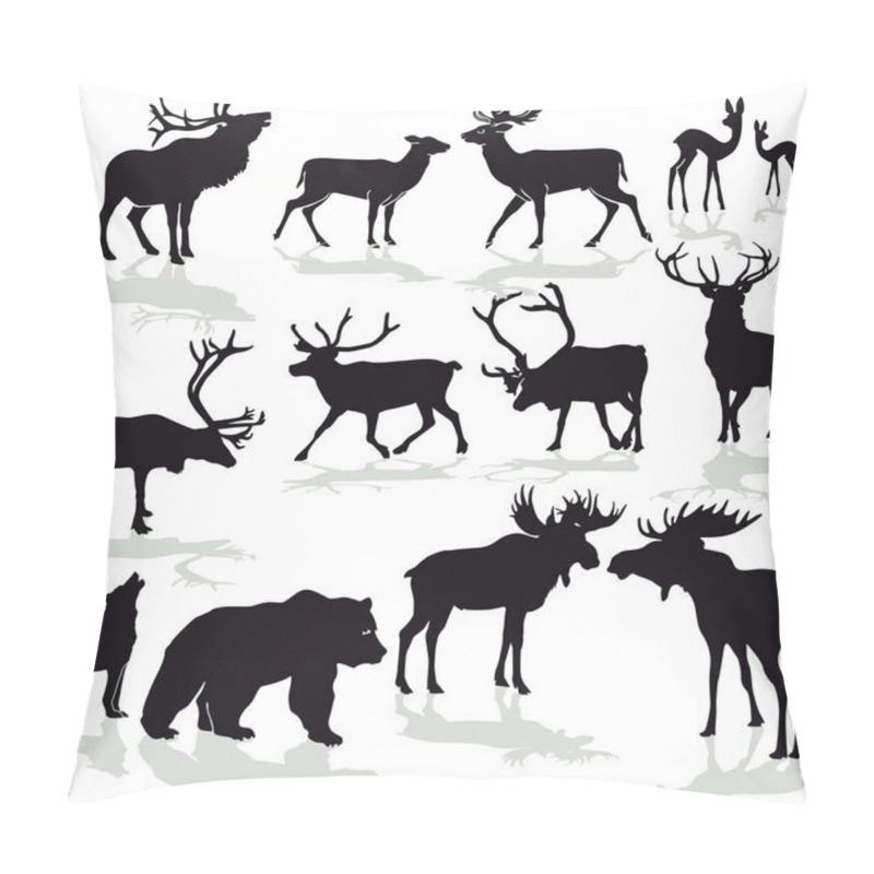 Personality  Deer And Moose, Reindeer Silloette Vector Image  Pillow Covers