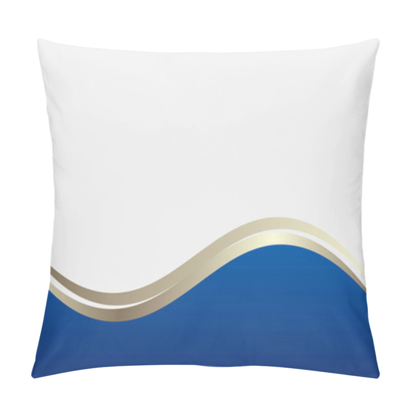 Personality  Blue And Gold Wavy Shape Background. Smart Design For Your Business Advert. Pillow Covers