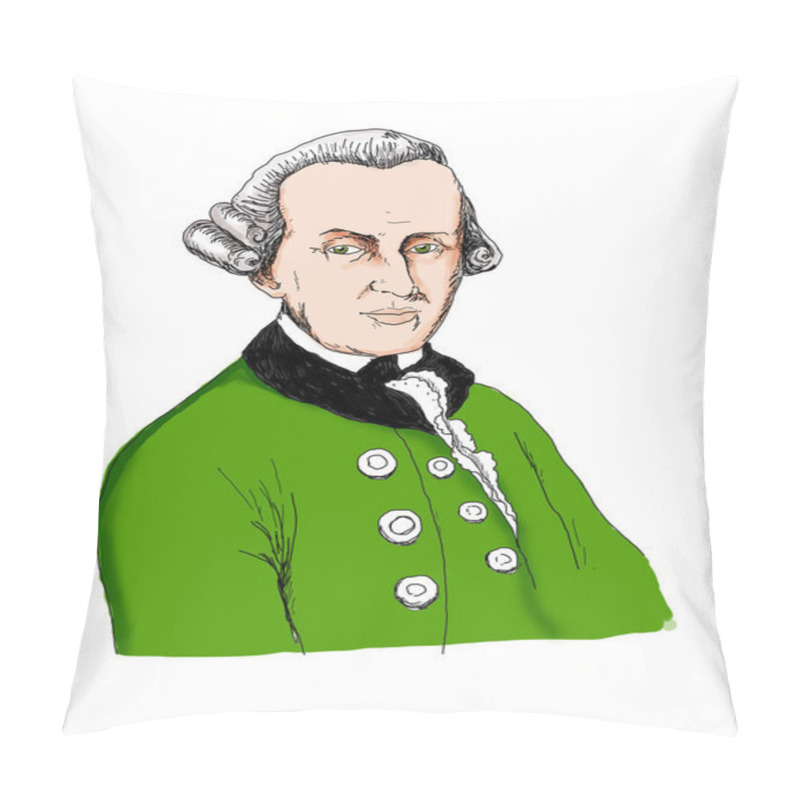 Personality  Realistic Illustration Of The Prussian Philosopher Emmanuel Kant Pillow Covers